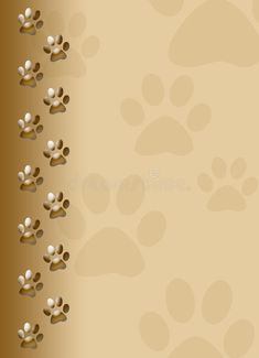 an image of a dog's paw prints on a beige background with space for text