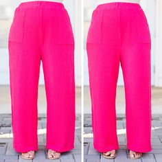 You know you need these beauties in your life! These pants in hot pink offer a flowy fit for both casual outings and comfortable lounging! The bold color adds versatility to any wardrobe! Expertly crafted and perfect for all-day wear! 67% Polyester, 25% Rayon, 8% Spandex Model Fits, Bold Color, Knit Pants, Be Bold, In Hot, Affordable Fashion, Bold Colors, Plus Size Outfits, Hot Pink