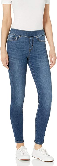 Amazon.com: Amazon Essentials Women's Stretch Pull-On Jegging (Available in Plus Size) : Clothing, Shoes & Jewelry Slim Jeans Outfit, Give Yourself Some Grace, Postpartum Fashion, Dresses Amazon, Fourth Trimester, Ladies Jeans, Denim Wear, Denim Jeggings, Jeans Collection