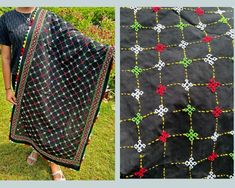 Would you like to wear beautifully handmade Gujarati work dupatta? I have made this specially for you. This dupatta is one & only unique piece available. The best things about this Dupatta is its finishing, which I have been crafted by considering all the aspects, which took me a lot time to complete this work. I have choose special threads for this dupatta, which will not lose color during and after washing. Attention: This dupatta should be wash by only hand, not by washing machine. Occasion: One can wear it in multiple occasions such as on Navratri, Marriage, party & any other special occasion. This dupatta for women has free size. I ship this Indian handmade dupatta to worldwide. Thank you choosing my work. Looking forward to receive your orders & positive feedback. Artisan Dupatta | I Multicolor Dupatta With Dabka Work For Navratri, Navratri Multicolor Dupatta With Dabka Work, Festival Black Dupatta With Dabka Work, Traditional Black Bandhani Print Dupatta, Black Bandhani Print Dupatta, Bollywood Style Black Dupatta With Bandhani Print, Diwali Bandhani Print Dupatta With Multicolor Embroidery, Black Dupatta With Motifs In Shawl Shape, Black Dupatta With Motifs