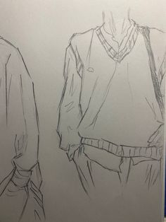 a drawing of two men's shirts and one man's shirt is drawn in pencil