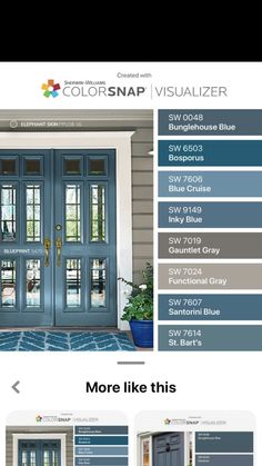 the color scheme for this front door is blue and gray, while the other colors are white