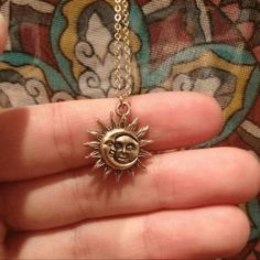 Sun And Moon Pendant Necklace In A Gold Color Bohemian Choker Necklace, Sun And Moon Necklace, The Sun And Moon, Celestial Necklace, Gothic Necklace, Moon Pendant Necklace, Gold Sun, Mens Jewelry Necklace, Pendent Necklace