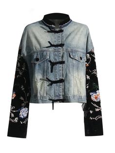 Elegant Denim Casual Jacket Trendy Spring Denim Outerwear, Spring Long Sleeve Denim Jacket For Streetwear, Spring Denim Blue Jacket For Streetwear, Black Denim Jacket For Spring, Dark Wash Cotton Denim Jacket For Spring, Denim Blue Long Sleeve Outerwear For Spring, Dark Wash Denim Jacket For Spring Streetwear, Long Sleeve Denim Blue Outerwear For Spring, Long Sleeve Denim Outerwear For Spring