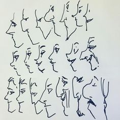 a drawing of many faces with different facial expressions