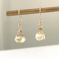 We've got the perfect gift! These birthstone earrings are personal, dainty and the earrings that she'll never take off. They measure approximately a 1/2" drop from the ear wire. Made with 18k gold fill and all natural gemstones. ships in 1-2 business days Yellow Gold Dangle Earrings With Birthstone, Dainty Briolette Yellow Gold Earrings, Dainty Yellow Gold Briolette Earrings, Everyday 14k Gold-filled Gemstone Earrings, Yellow Gold Briolette Citrine Earrings, Birthstone Earrings, Birthstone Earring, Faceted Gemstones, Ear Wire