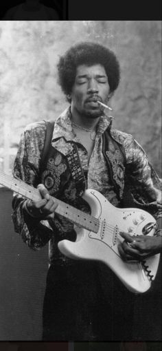 White Photo, Hendrix, A Black, Electric Guitar, A Man, Guitar, Black And White, White, Black