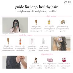 Hair Routines For Straight Hair, How To Have Nice Hair, Long Hair Products, Weekly Hair Care Routine, Haircare Aesthetic, Routine Hair Care, Glow Up Checklist, Natural Hair Care Routine