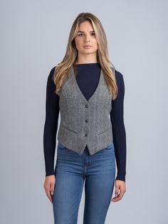 The Grey Hunting Tweed Waistcoat / Vest is a versatile and stylish addition to any wardrobe. Crafted with love and attention to detail, this waistcoat exudes timeless charm. The classic grey hunting tweed fabric lends a touch of traditional elegance, while the tailored fit ensures a flattering silhouette. Whether worn as part of formalwear or layered over a casual shirt, this waistcoat adds a stunning touch to any outfit. With its impeccable craftsmanship and quality materials, our Grey Hunting Waistcoat For Women, Wool Waistcoat, Tweed Waistcoat, Tweed Vest, Vest For Women, Classic Grey, Irish Gifts, Vintage Vest, Tweed Fabric