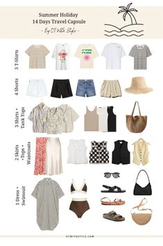 Spring 2024 Capsule Wardrobe - OT With Style Summer Packing List 1 Week Beach, 5 Day Travel Wardrobe Summer, 3 Day Beach Trip Outfits, Packing 5 4 3 2 1, Capsule Summer Wardrobe Travel Packing, 5 4 3 2 1 Packing Summer, How To Pack For Vacation, 5 4 3 2 1 Packing, Beach Looks Outfits