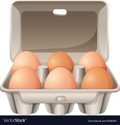 an open carton of eggs on a white background