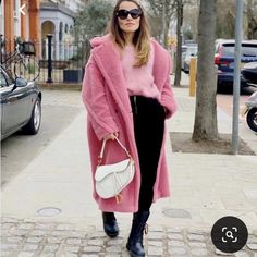 Brand New With Tag Still On, Never Worn Long Teddy Coat, Pink Fur Coat, Trend Outfit, Long Faux Fur Coat, Pink Fur, Coat Outfit, Pink Coat, Cotton Clothing, Teddy Coat