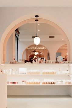 the inside of a beauty store with products on display