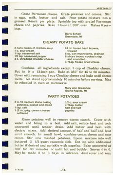 an old recipe for creamy potato cake