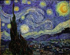 the starry night painting is shown in this image