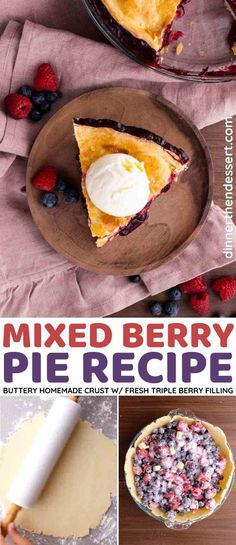 mixed berry pie recipe with text overlay