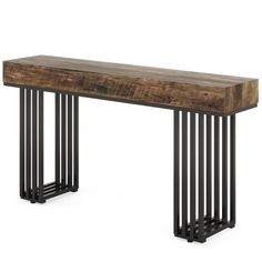 a wooden and metal console table