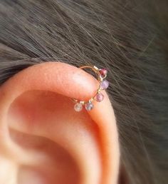 natural stones 2-3mm beads cartilage earring,helix piercing,tragus,nose hoop,bohemian jewelry,Holida Piercing Tragus, Jewelry Holiday, Cartilage Earring, Nose Hoop, Pink Topaz, Nose Ring Stud, Helix Piercing, Green Opal, Topaz Stone