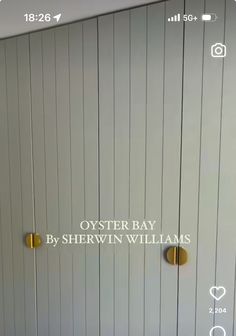 an image of a white closet with the words oyster bay by sherwin williams on it