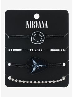 Nirvana Icons Bracelet Set Coraline Key, Music Note Bracelet, Ball Chain Bracelet, Music Bracelet, Smile Logo, Emo Accessories, Bracelet Tattoo, Grunge Jewelry, Stone Necklace Set