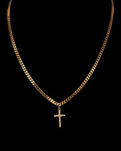 18k Gold Plated Cross Pendant Chain Necklace  Lobster Claw Claps Unisex Unisex Necklace, Chain Styles, Cross Pendant, Lobster Claw, Chains Necklace, Necklace Lengths, Diamond Necklace, 18k Gold, Chain Necklace