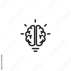 a black and white line drawing of a brain with the light coming from it's center