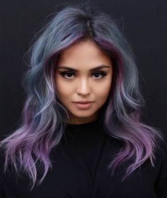 Silver Lavender Hair, Blue And Purple Hair, Lavender Hair Colors, Cute Hair Colors, Hair Color Crazy, Lavender Hair, Hairstyles Medium