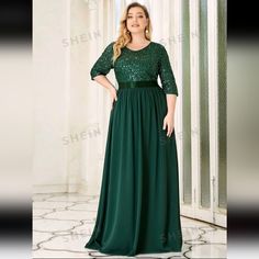 Brand New, Never Worn! Emerald Green Knee Length Prom Dress, Dresses Sequin, Ever Pretty, Bridesmaid Dresses Prom, Red Prom, Bow Detail Dress, Pretty Green, Tulle Prom Dress, Chiffon Maxi