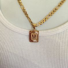 It's A New 18k Gold Gold Plated Unisex Initial " M " Necklace Size: 24” Long Stamped 18k Hypoallergenic, Nickel Free Free Gift Bag For Women And Men Men Initial Necklace, Boxer Aesthetic, Boys Necklace, M Necklace, Initial M, Caged Necklace, Lava Bead Bracelet, Lapis Pendant, Skull Pendant Necklace