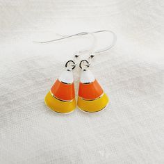 Candy Corn Jewelry, Candy Corn Earrings, Cute Candy, Sea Glass Pendant, Holiday Earring, Sea Glass Necklace, Shopping Day, Halloween Earrings, Holiday Jewelry