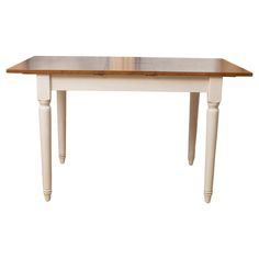 a wooden table with two legs and a wood top in white color on an isolated background