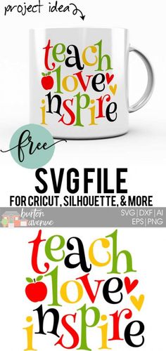 two coffee mugs with the words teach love inspire on them