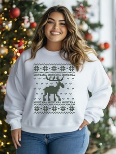 Stay cozy and celebrate the holidays with our Women's Montana Moose Crewneck Sweatshirt. The playful moose design and Christmas pattern make this sweatshirt the perfect holiday companion. Made with soft and warm material for ultimate comfort. A must-have for any festive wardrobe. Unisex sizing 100% Cotton Stay Cozy, Christmas Pattern, Large White, Pattern Making, Large Black, Moose, Montana, Crewneck Sweatshirt, Apparel Accessories