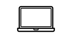 a black and white line drawing of a computer monitor with a blank screen on it