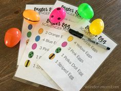 easter egg scavener printables on top of each other with marker pens