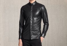 💡 𝐏𝐑𝐎𝐃𝐔𝐂𝐓 𝐈𝐍𝐅𝐎𝐑𝐌𝐀𝐓𝐈𝐎𝐍: Handmade Genuine Black Leather Shirt. It's beautifully hand made from high quality Sheep Leather for a stylish look, last to use. Quality and Durability is Guaranteed. WE DELIVER WHAT WE SHOW! 💥 𝐅𝐄𝐀𝐓𝐔𝐑𝐄𝐒: 💠 Made With 100% Genuine Sheep Soft Leather. 💠 Front Hidden Buttons Closure. 💠 Full Sleeve Leather Shirt. 💠 Double Stitched for Extra Durability. 💠 Fully Lined with Cool Comfortable Satin finish Material. 💠 Available in Many Colours.✔️ 💠 Hassle-Free Return Policy.✔️ ✂️ 𝐒𝐈𝐙𝐈𝐍𝐆 𝐈𝐍𝐅𝐎𝐑𝐌𝐀𝐓𝐈𝐎𝐍: Kindly measure yourself with a tape, we need your actual measurements without any additions because We'll be adding a few inches to them during production to leave sufficient room to breathe. - Please, contact us about any questio Luxury Men's Leather Shirt, Mens Leather Shirt, Leather T Shirt, Trucker Shirts, Gay Shirts, Fetishwear Men Leather, Handmade Shirts, Biker Shirts, Half Sleeve Shirts