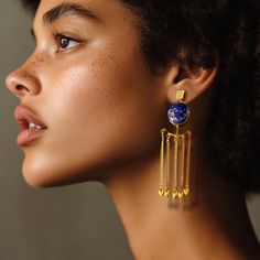 The Nirmala Earrings blend nature-inspired fluidity with geometric precision. Elegant Artistic Drop Earrings Jewelry, Elegant Blue Geometric Jewelry, Apply Perfume, Forever Jewelry, Household Chores, Dangling Earrings, Evil Eye Jewelry, Eye Jewelry, Mens Jewelry Bracelet