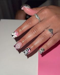 - follow @femaleliltop for more . ☆ Short Junk Nail Designs, I Love Me Nails, Nails Suggestions, Short Duck Nails, Nails Acrylic Long, Nail Poses, Unique Acrylic Nail Designs, Gyaru Nails, Junk Nails