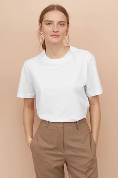 White Tshirt Outfit, Basic Wardrobe, Minimal Outfit, Clothing Photography, Shop Ideas, Tshirt Outfits, Pima Cotton, White Tshirt, White T