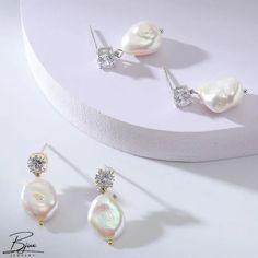 Bjux - Pendientes sencillos de moda de plata de ley con circonitas y perlas barrocas perlas naturales de agua dulce Delicate Baroque Pearl White Earrings, White Gold Pearl Dangle Jewelry, Exquisite Pear-shaped Pearl Drop Jewelry, Exquisite Pearl Drop Jewelry With Cubic Zirconia, White Gold Drop Jewelry With Pearl Charm, Pear-shaped Pearl Pendant Jewelry With Cubic Zirconia, Exquisite Pearl Gemstone Earrings As Gift, Exquisite Gemstone Pearl Earrings As Gift, Delicate Cubic Zirconia Pearl Earrings For Gift