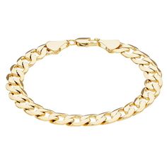 Sleek and stylish, this 14k gold plated curb chain bracelet perfectly complements your handsome look. Sleek and stylish, this 14k gold plated curb chain bracelet perfectly complements your handsome look. Click on this JEWELRY & WATCHES GUIDE to learn about fit, styles, materials and more!Gift Givers: This item ships in its original packaging. If intended as a gift, the packaging may reveal the contents.Length: 8.75 in.Width: 9.5 mmClasp: lobster-clawMetal: brassFinish: polishedPlating: 14k goldPackaging: boxed Size: 8.5". Color: Gold Tone. Gender: male. Age Group: adult. Elegant Metal Cuban Link Bracelet With Curb Chain, Classic Metal Cuban Link Bracelet With Curb Chain, Gold-tone Curb Chain Bracelets Gold-plated, Gold-tone Curb Chain Bracelets Gold Plated, Gold-tone Curb Chain Bracelet Gold-plated, Gold-tone Curb Chain Bracelet, Gold Plated, Gold Cuban Link Bracelet With Adjustable Chain, Classic Yellow Gold Cuban Link Bracelet With Adjustable Chain, Classic Adjustable Cuban Link Bracelet In Yellow Gold