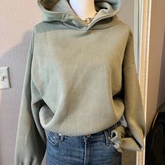 Nwot Sage Green Hoodie From Zara Elastic Waist And Cuffs Size Large Very Soft And Comfy, Lovely Color! Casual Khaki Hoodie For Loungewear, Basic Fall Hoodie For Loungewear, Basic Fall Loungewear Hoodie, Basic Fall Hoodie With Adjustable Hood, Basic Winter Hoodie Sweater, Basic Hoodie With Adjustable Hood For Fall, Comfy Green Sweatshirt For Spring, Basic Hooded Sweatshirt For Fall, Winter Khaki Hoodie With Relaxed Fit