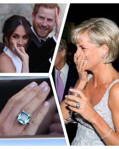 prince harry and his wife, princess charlotte, are pictured with their engagement rings in this collage