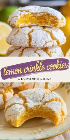 Easy Lemon Crinkle Cookies with Fresh Lemon Zest Lemon Filled Cookies, Lemon Cake Mix Recipe, Lemon Crinkle Cookies, Gluten Free Cake Recipe, Cookie Cake Pie, Squeezed Lemon, Healthy Cake Recipes, Lemon Cake Mixes, Homemade Birthday Cakes