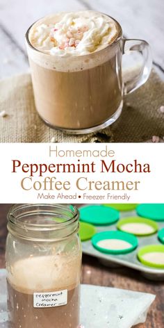 homemade peppermint mocha coffee creamer in a mason jar