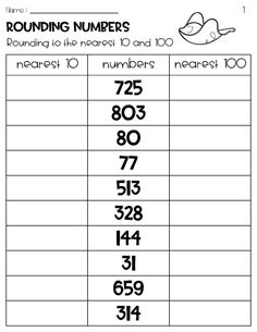 rounding numbers worksheet for kids to learn how to count the number one hundred