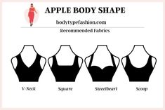 Fitted V-neck Top With Lined Body, Blouses For Inverted Triangle Body Shape, Apple Body Shape Drawing, Apple Body Clothes, Apple Body Shape Clothes, Dyt Type 4 Clothes