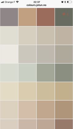 the color palette is shown in shades of brown, beige and green with an orange on top