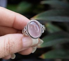 Rose Quartz Ring, Rose Quartz Sterling Silver Ring, Boho Ring, Healing Crystal, Bohemian, Promise Ri Boho Crystal Ring, Silver Stone Rings Women, Rings Rose Quartz, Crystal Ring, Rose Quartz Wedding Ring Silver, Rose Quarts Rings, Vintage Rose Quartz Ring, Rose Quartz Crystal Ring Gift, Rose Quartz Ring Simple