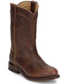 Justin Women's Holland Western Boots - Round Toe , Tan Medium Width Boots With Reinforced Toe, Classic Snip Toe Work Boots With Leather Lining, Rugged Closed Toe Boots Medium Width, Rugged Boots With Closed Toe And Medium Width, Rugged Boots With Medium Width And Closed Toe, Classic Work Boots With Leather Lining And Snip Toe, Classic Leather-lined Snip Toe Work Boots, Classic Brown Snip Toe Work Boots, Classic Work Boots With Reinforced Heel And Almond Toe